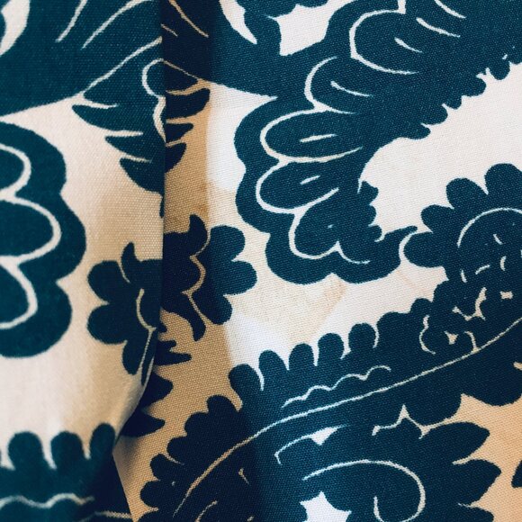 Teal Folksy Damask Print Short Sleeve Dress - Picture 9 of 16